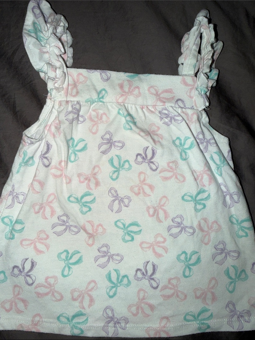 Little Lass White Tank Top with Pastel Pink, Mint and Lavender Bows